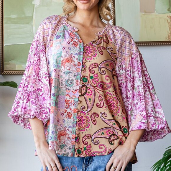 Oli & Hali Multicolor Floral and Paisley Tunic - Picture 6 of 8